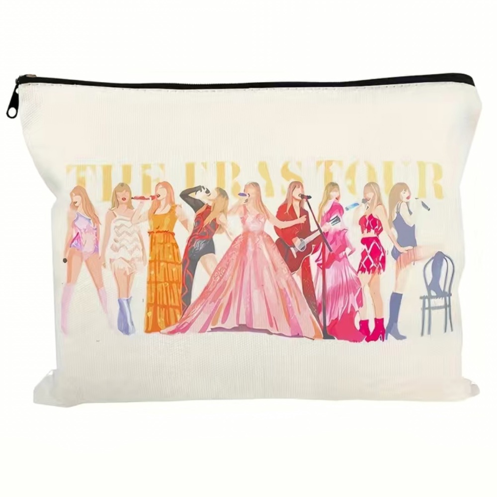 Cosmetic/ Travel Bag with Zipper & Print of Taylor Swift’s Eras Looks NEW